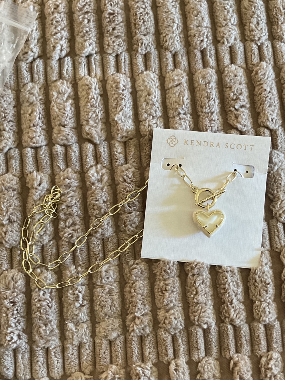 Kendra Scott Gold Necklace with Cream Heart Pendant